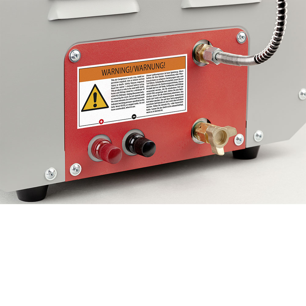 Umarex ReadyAir Compressor fr Pressluftwaffen max. 300 bar/4.500 psi 230V/12V grau inkl. Fllschlauch und Adapter Bild 1