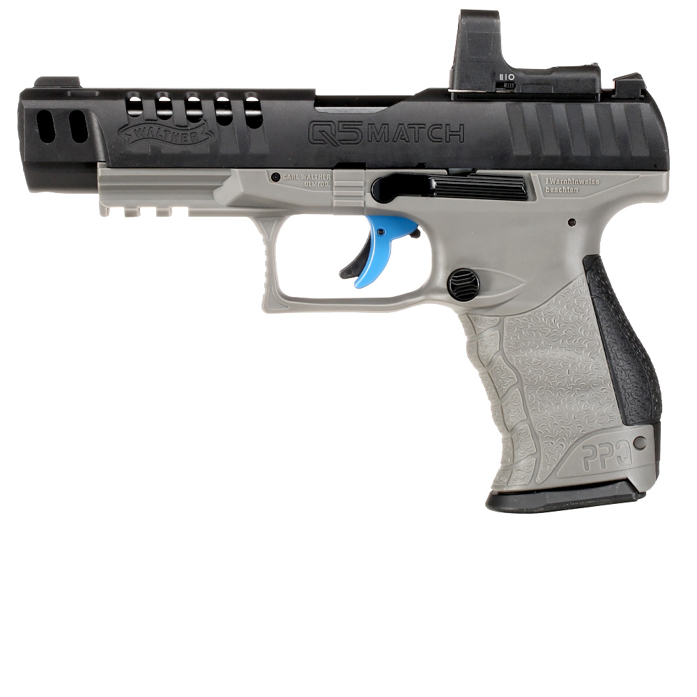 Walther PPQ M2 Q5 Match Combo CO2-Luftpistole Kal. 4,5mm Diabolo Blowback Metallschlitten schwarz/grau inkl. RedDot