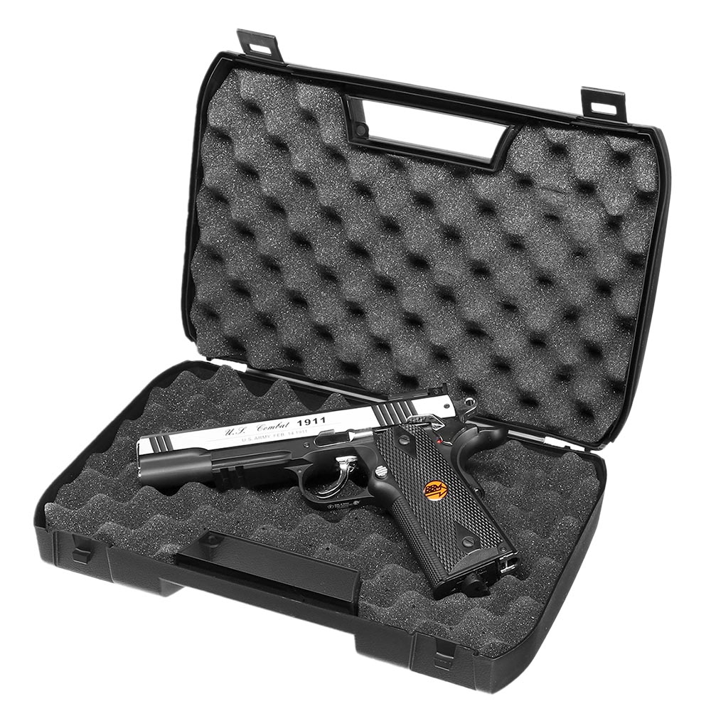 Bruni Guns US Combat M1911 CO2 Luftpistole Kal. 4,5mm BB Non Blowback Vollmetall silber/schwarz Bild 9