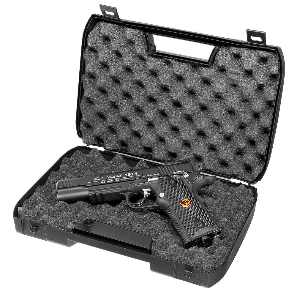 Bruni Guns US Combat M1911 CO2 Luftpistole Kal. 4,5mm BB Non Blowback mit Metallschlitten schwarz Bild 9