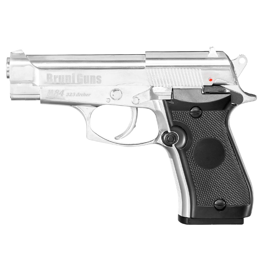 Bruni Guns M84 CO2 Luftpistole Kal. 4,5mm BB Non Blowback Vollmetall silber