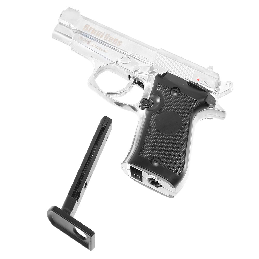 Bruni Guns M84 CO2 Luftpistole Kal. 4,5mm BB Non Blowback Vollmetall silber Bild 4
