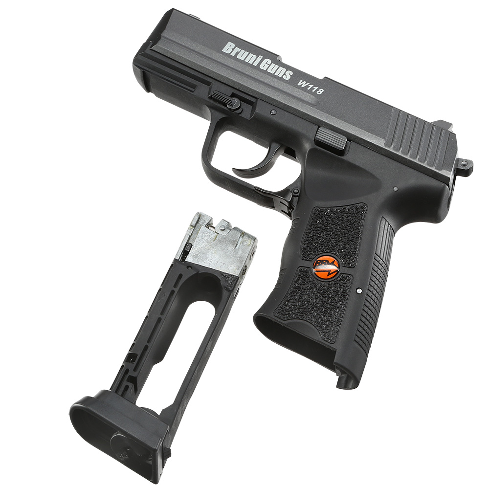 Bruni Guns W118 CO2 Luftpistole Kal. 4,5mm BB Blowback mit Metallschlitten titangrau Bild 4