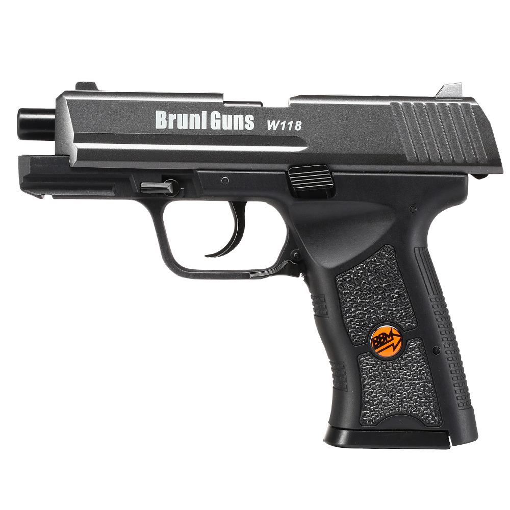 Bruni Guns W118 CO2-Luftpistole Kal. 4,5mm Stahl-BB Blowback mit Metallschlitten titangrau Bild 6