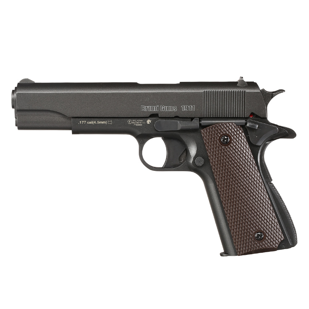 Bruni Guns BG1911 CO2-Luftpistole Kal. 4,5mm Diabolo Non Blowback Metallschlitten grau