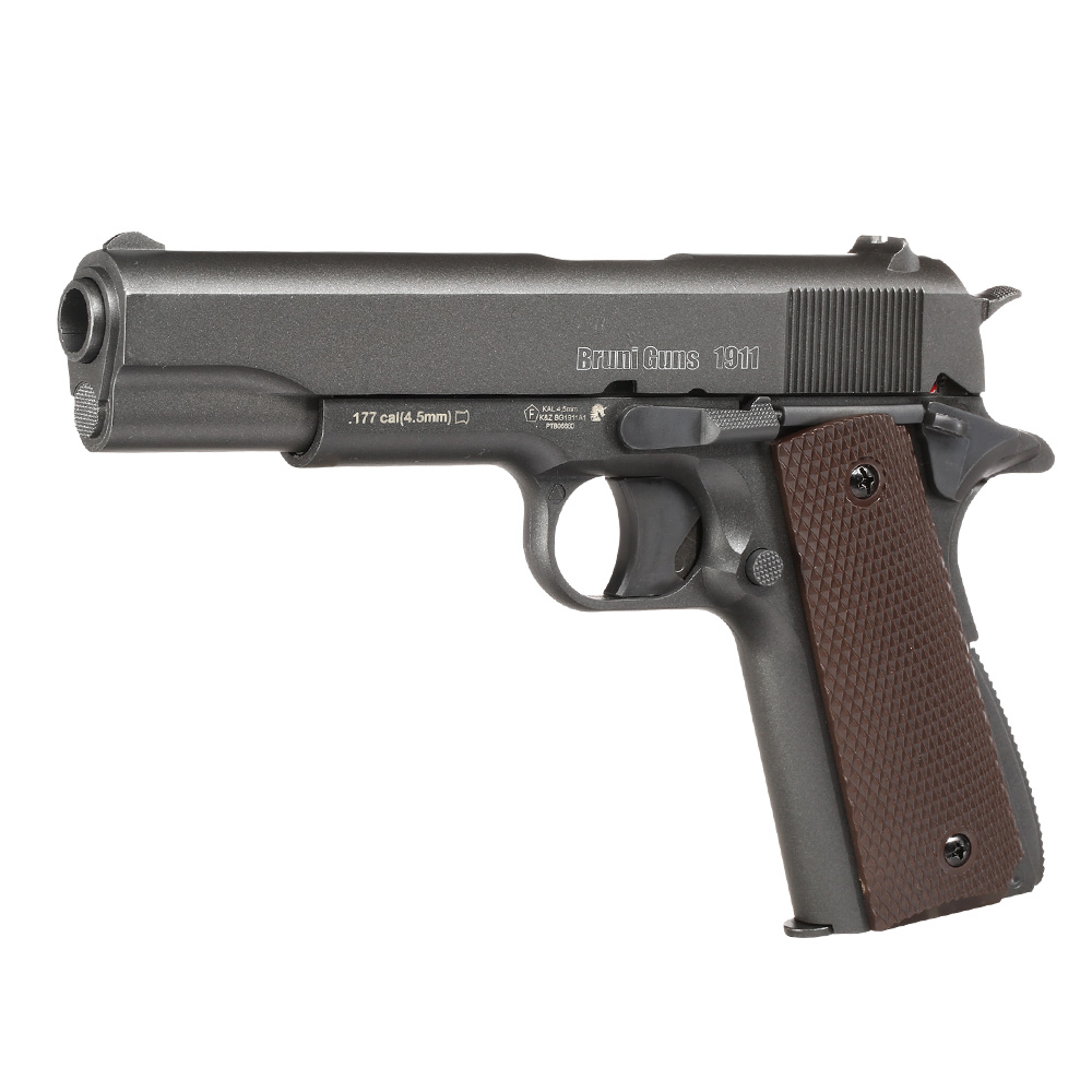 Bruni Guns BG1911 CO2-Luftpistole Kal. 4,5mm Diabolo Non Blowback Metallschlitten grau Bild 1
