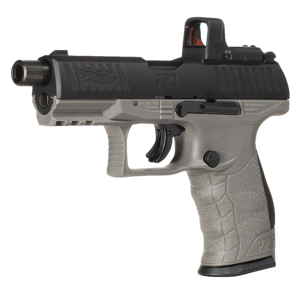 Walther PPQ M2 Q4 TAC Combo CO2-Luftpistole Kal. 4,5mm Diabolo Blowback Metallschlitten schwarz/grau inkl. RedDot