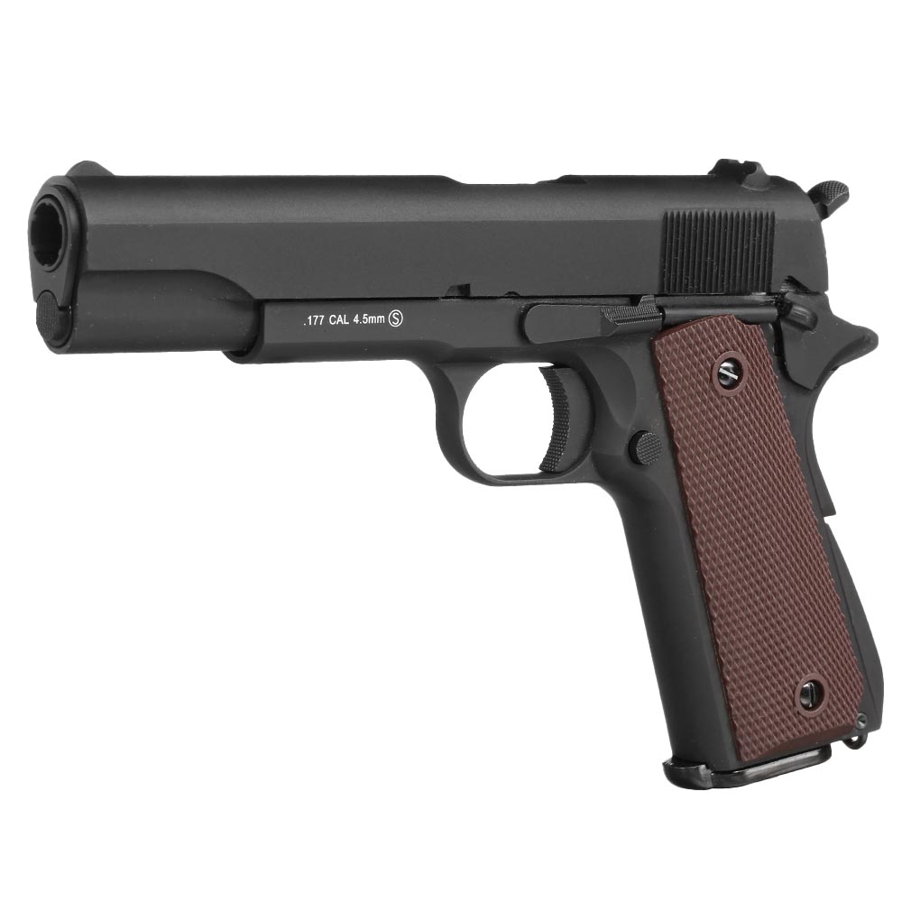 KLI M1911-A1 CO2 Luftpistole Kal. 4,5 mm BB Blowback Vollmetall schwarz Bild 1