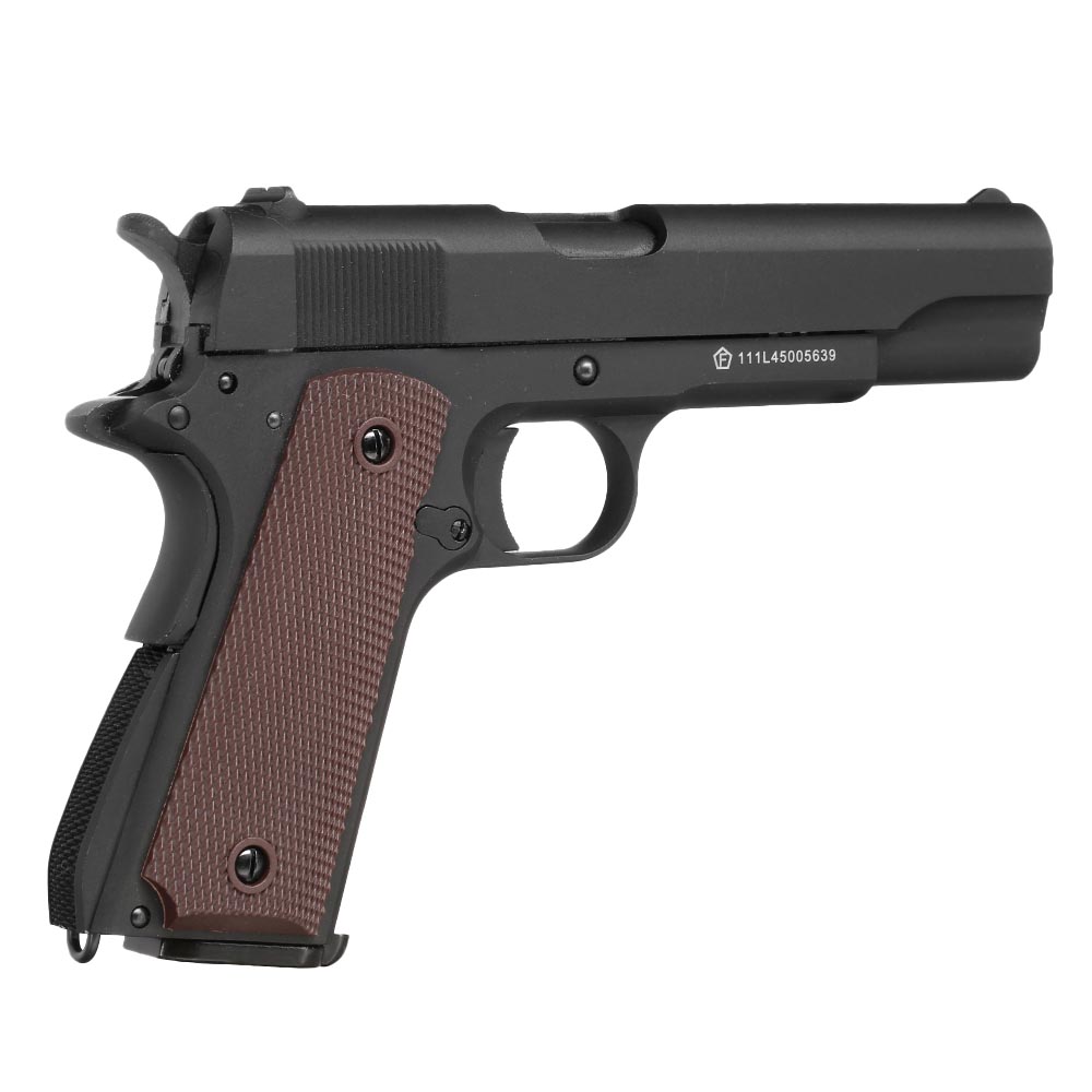 KLI M1911-A1 CO2-Luftpistole Kal. 4,5 mm Stahl-BB Vollmetall Blowback schwarz Bild 7