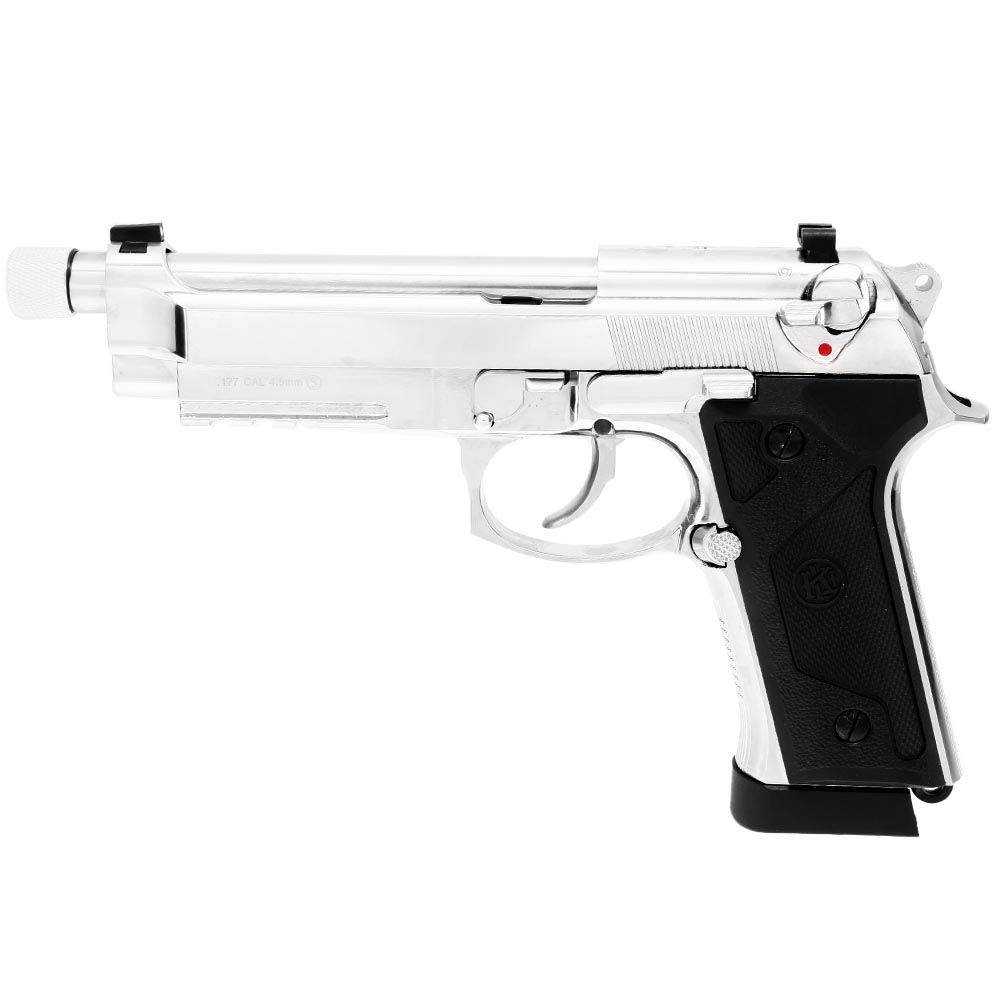 KLI M92A3 CO2 Luftpistole Kal. 4,5 mm BB Vollmetall Blowback Chrome-Finish