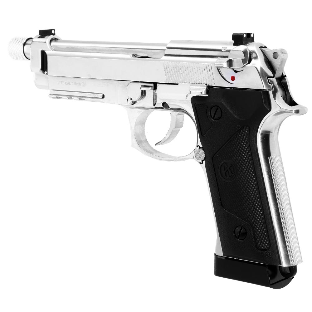 KLI M92A3 CO2 Luftpistole Kal. 4,5 mm BB Vollmetall Blowback Chrome-Finish Bild 2