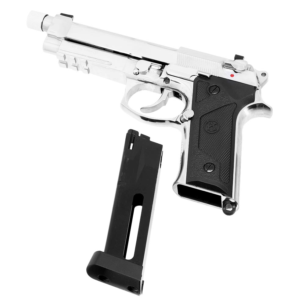 KLI M92A3 CO2 Luftpistole Kal. 4,5 mm BB Vollmetall Blowback Chrome-Finish Bild 4