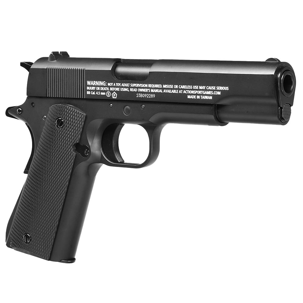 ASG M1911 US-C CO2-Luftpistole Kal. 4,5mm Stahl-BB Blowback Vollmetall schwarz Bild 6