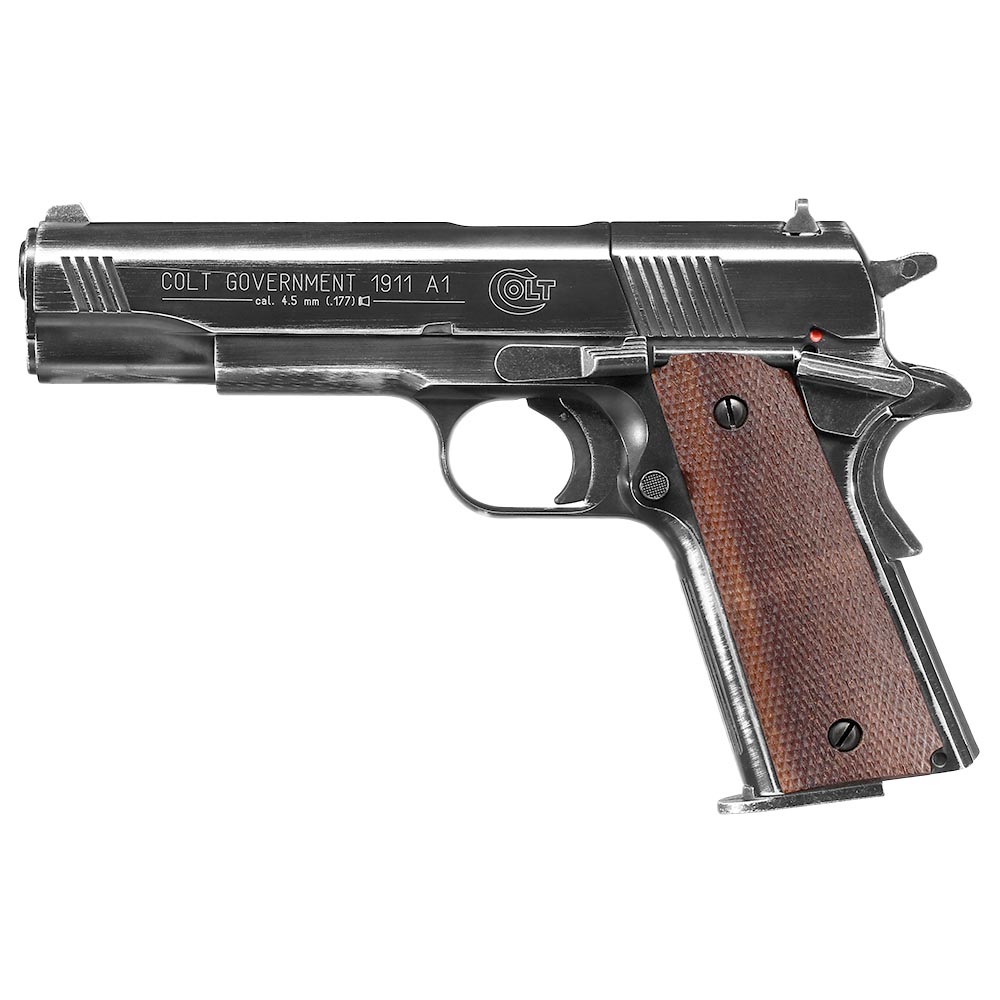 Colt Government 1911 A1 CO2 Luftpistole 4,5 mm Diabolo Antik Finish mit Walnussholz Griffschalen