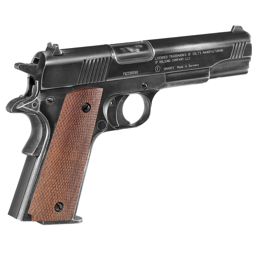 Colt Government 1911 A1 CO2 Luftpistole 4,5 mm Diabolo Antik Finish mit Walnussholz Griffschalen Bild 7