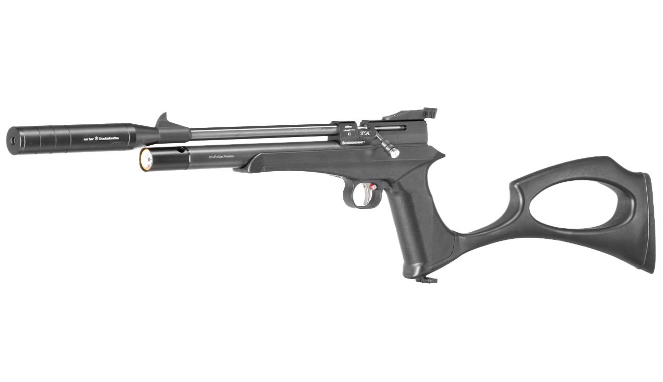 Diana Bandit Pressluftpistole PCP Kal. 4,5 mm Diabolo schwarz inkl. Schalldmpfer, Schaft und 9-Schuss Magazin Bild 1