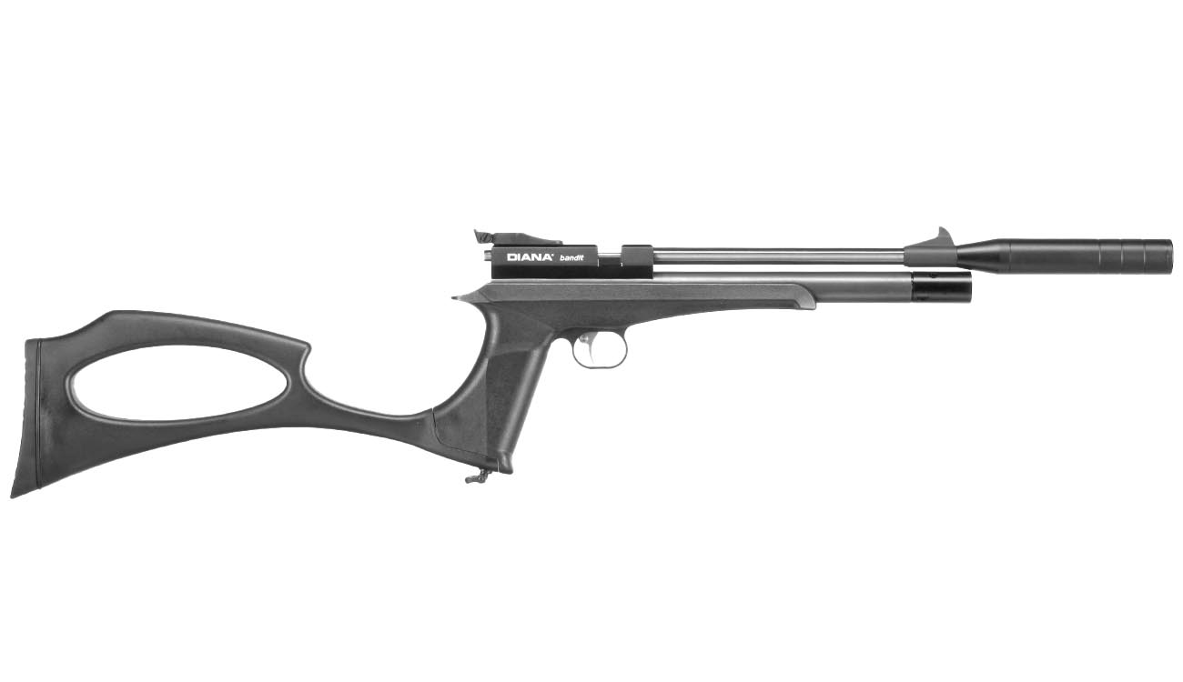 Diana Bandit Pressluftpistole PCP Kal. 4,5 mm Diabolo schwarz inkl. Schalldmpfer, Schaft und 9-Schuss Magazin Bild 3