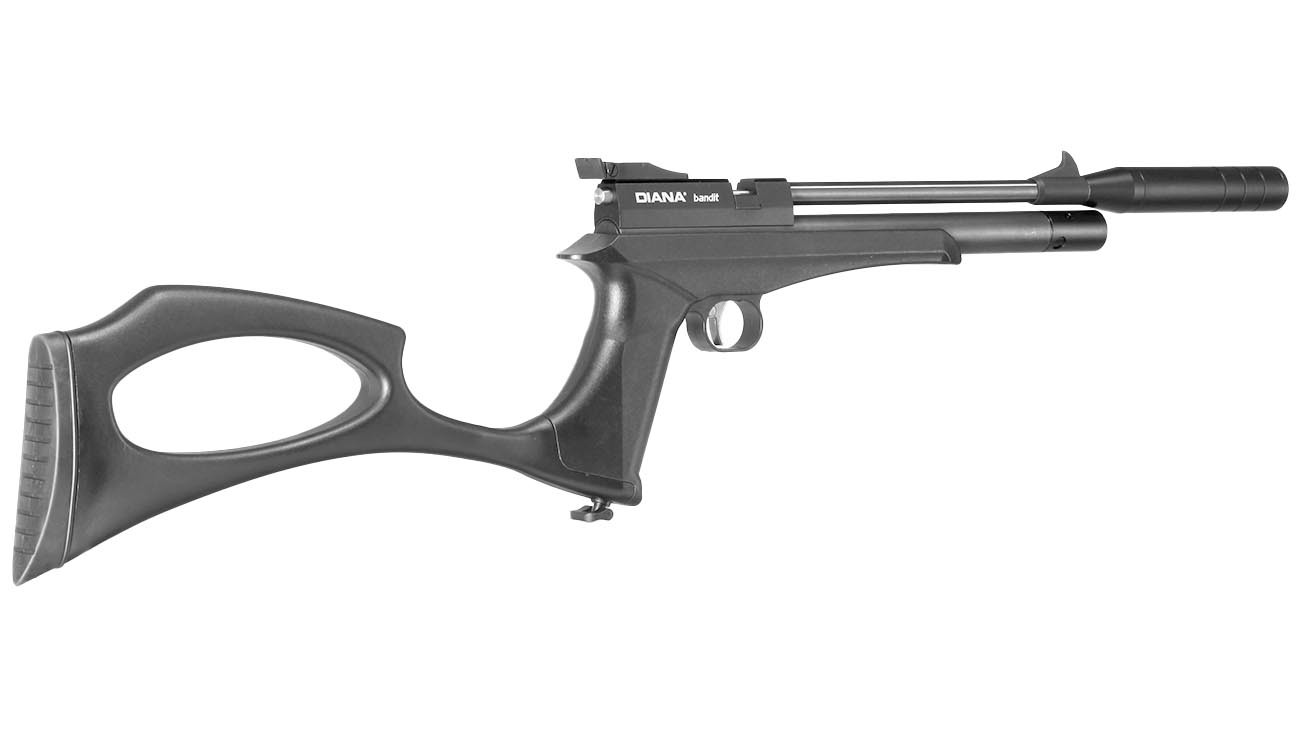 Diana Bandit Pressluftpistole PCP Kal. 4,5 mm Diabolo schwarz inkl. Schalldmpfer, Schaft und 9-Schuss Magazin Bild 4