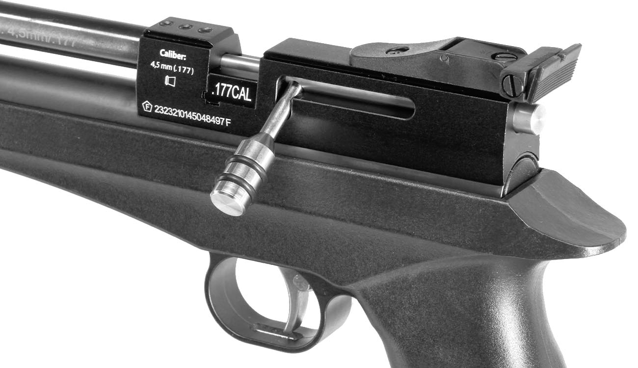 Diana Bandit Pressluftpistole PCP Kal. 4,5 mm Diabolo schwarz inkl. Schalldmpfer, Schaft und 9-Schuss Magazin Bild 7