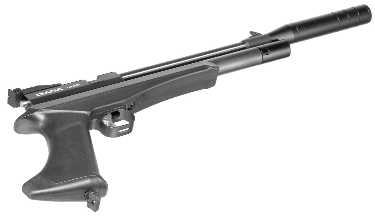 Diana Bandit Pressluftpistole PCP Kal. 4,5 mm Diabolo schwarz inkl. Schalldmpfer, Schaft und 9-Schuss Magazin Bild 9