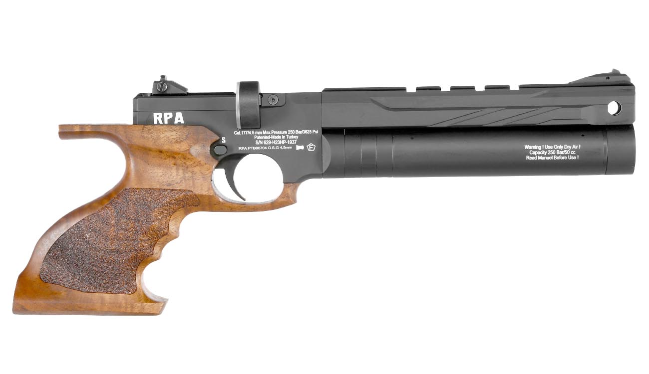Reximex RPA Pressluftpistole Kal. 4,5 mm Diabolo mit Holzgriff inkl. Pistolentasche, 2 x Magazine, One-Shot-Tray und Quickfill-A Bild 3