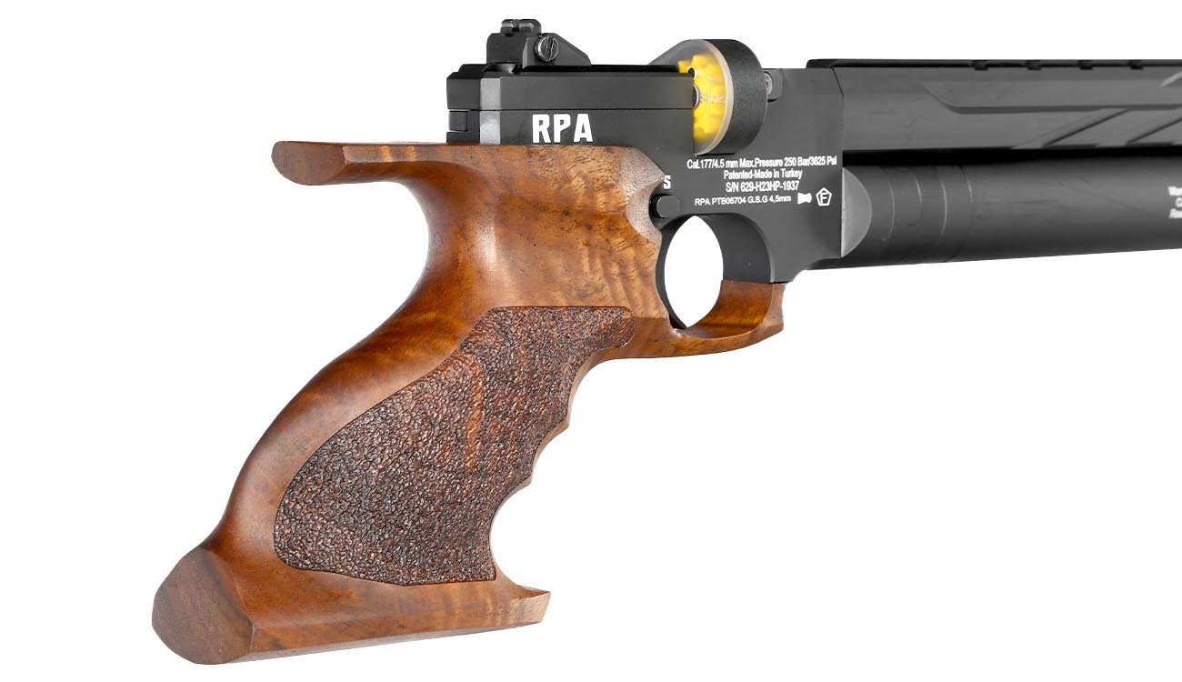 Reximex RPA Pressluftpistole Kal. 4,5 mm Diabolo mit Holzgriff inkl. Pistolentasche, 2 x Magazine, One-Shot-Tray und Quickfill-A Bild 9