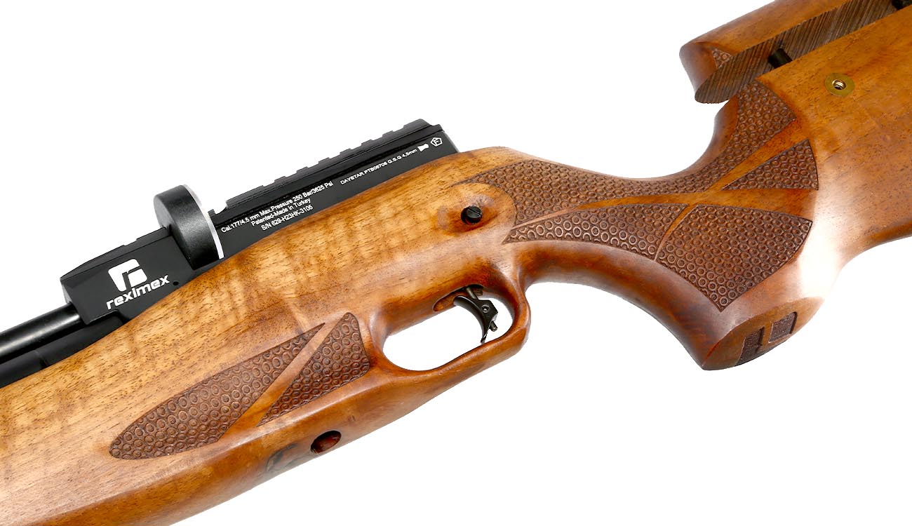 Reximex Daystar Pressluftgewehr 4,5mm Diabolo mit Holzschaft inkl. 2 x 14-Schuss Magazin, One-Shot-Tray und Quick Fill Adapter Bild 11