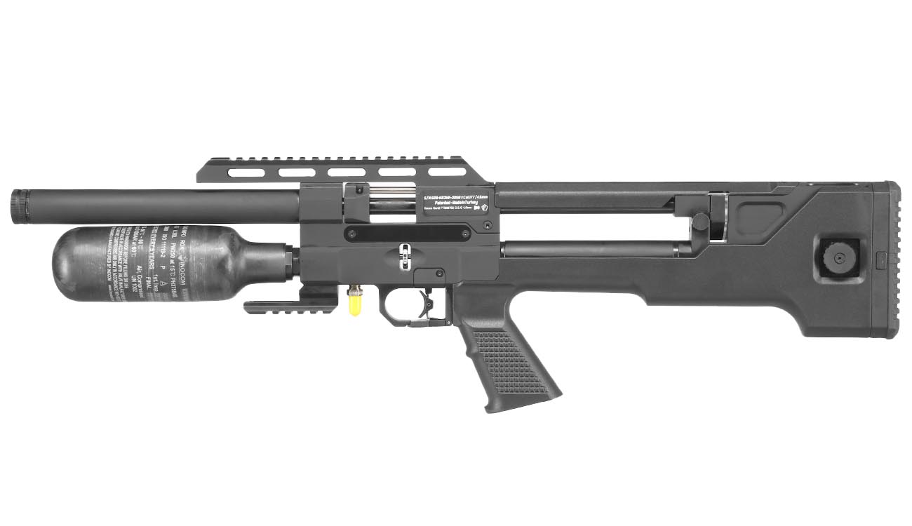 Reximex Throne Gen2 Compact Pressluftgewehr 4,5mm Diabolo schwarz inkl. 2 x 14-Schuss Magazin, One-Shot-Tray und Waffenkoffer