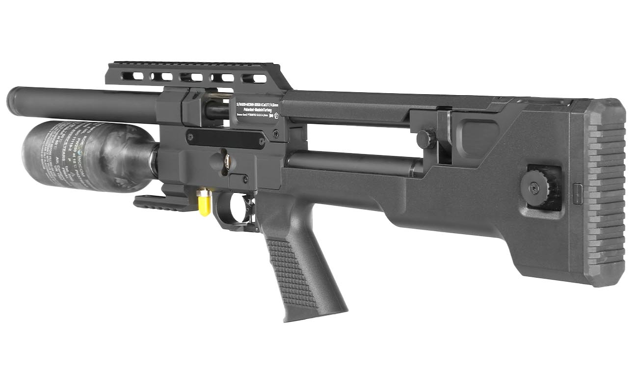 Reximex Throne Gen2 Compact Pressluftgewehr 4,5mm Diabolo schwarz inkl. 2 x 14-Schuss Magazin, One-Shot-Tray und Waffenkoffer Bild 2