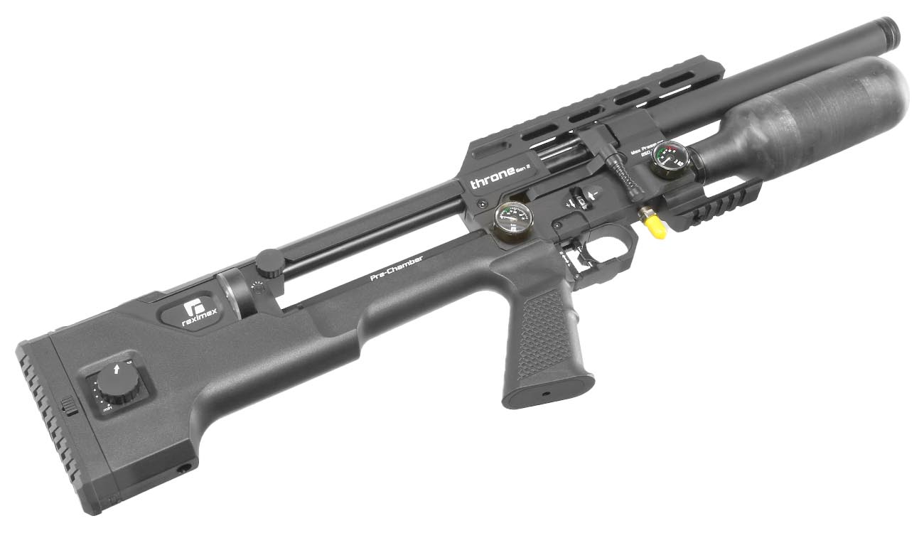Reximex Throne Gen2 Compact Pressluftgewehr 4,5mm Diabolo schwarz inkl. 2 x 14-Schuss Magazin, One-Shot-Tray und Waffenkoffer Bild 8
