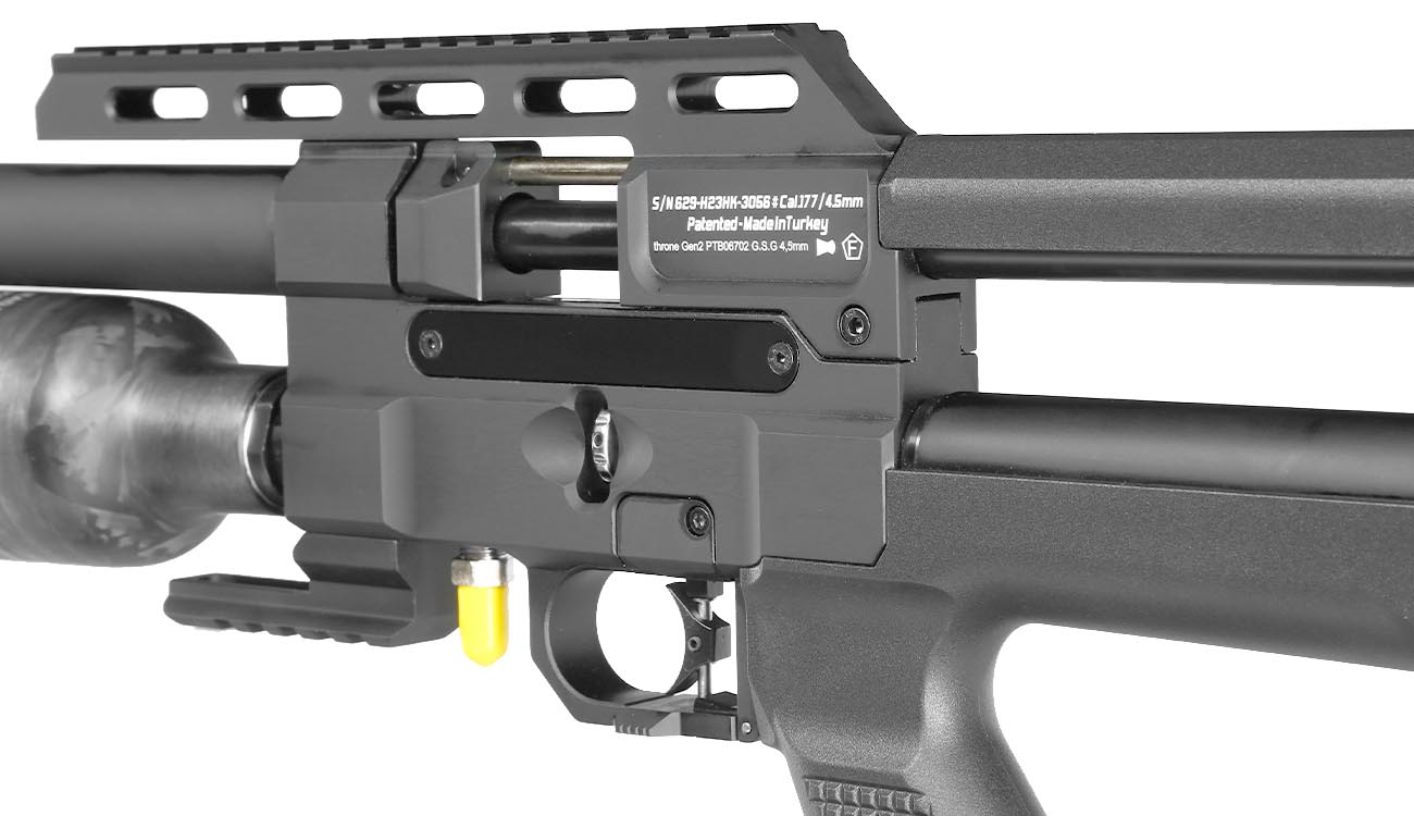 Reximex Throne Gen2 Compact Pressluftgewehr 4,5mm Diabolo schwarz inkl. 2 x 14-Schuss Magazin, One-Shot-Tray und Waffenkoffer Bild 9