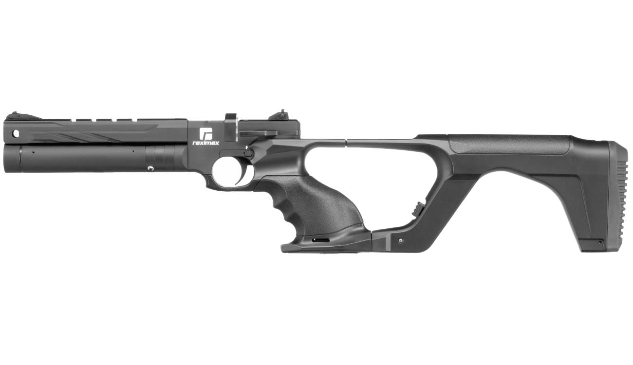 Reximex RP Pressluftpistole Kal. 4,5 mm Diabolo schwarz inkl. Pistolentasche, 2 x Magazine, One-Shot-Tray und Quickfill-Adapter