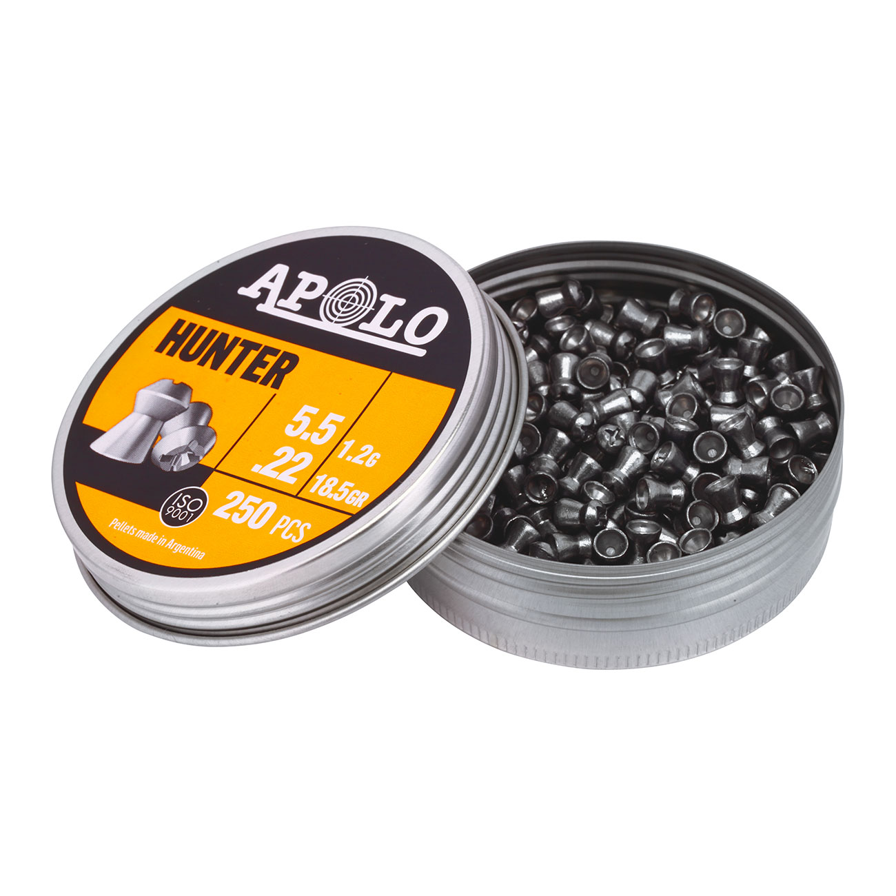 Apolo Hohlspitz Diabolo Hunter Kal. 5,5 mm 1,2g 250er Dose Bild 2