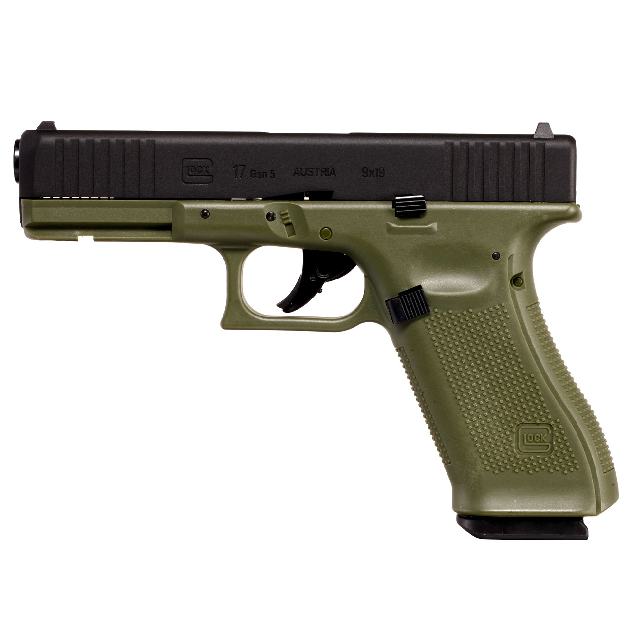 Glock 17 Gen5 Luftpistole CO2-Blowback Kal. 4,5 mm Stahl-BB Metallschlitten Battlefield Green