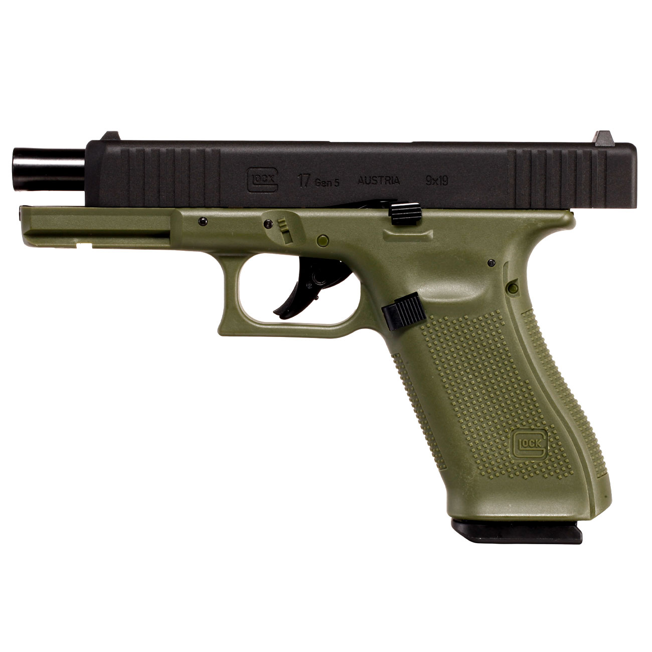 Glock 17 Gen5 Luftpistole CO2-Blowback Kal. 4,5 mm Stahl-BB Metallschlitten Battlefield Green Bild 6