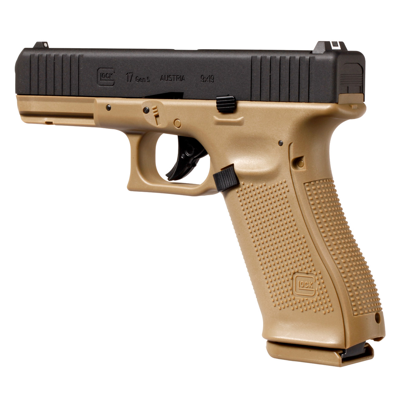 Glock 17 Gen5 Luftpistole CO2-Blowback Kal. 4,5 mm Stahl-BB Metallschlitten coyote Bild 2