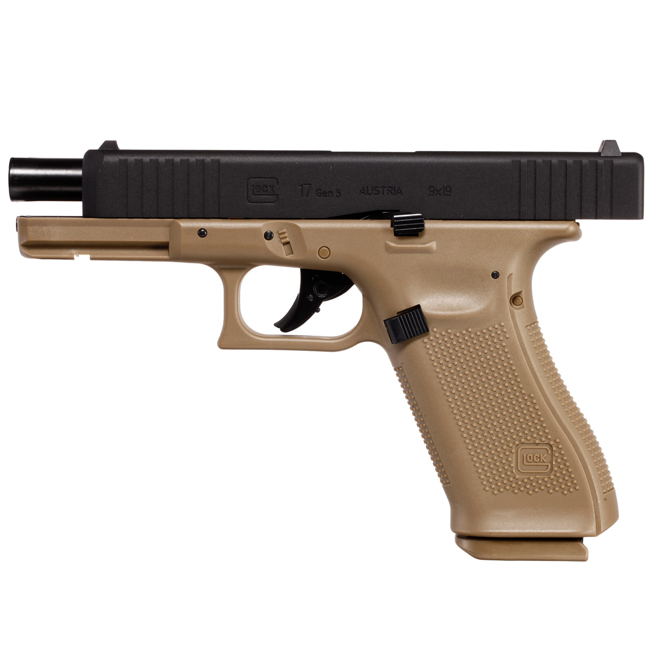 Glock 17 Gen5 Luftpistole CO2-Blowback Kal. 4,5 mm Stahl-BB Metallschlitten coyote Bild 6