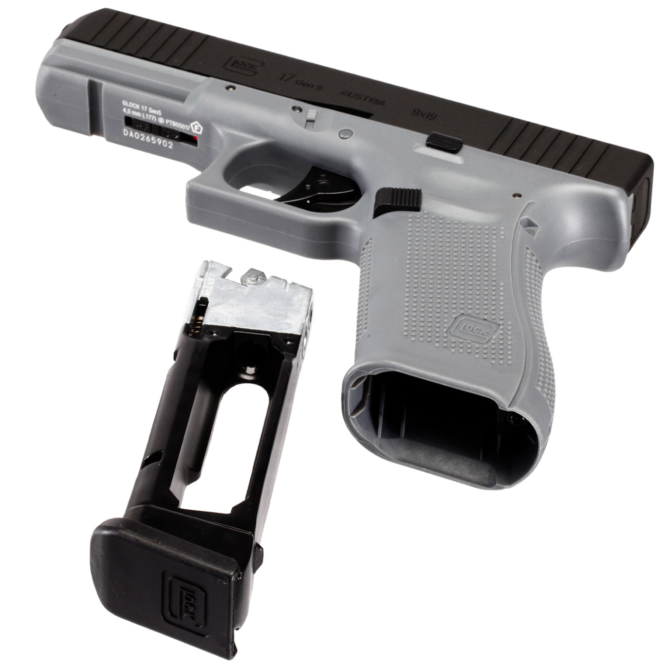 Glock 17 Gen5 Luftpistole CO2-Blowback Kal. 4,5 mm Stahl-BB Metallschlitten Tungsten Grey Bild 5