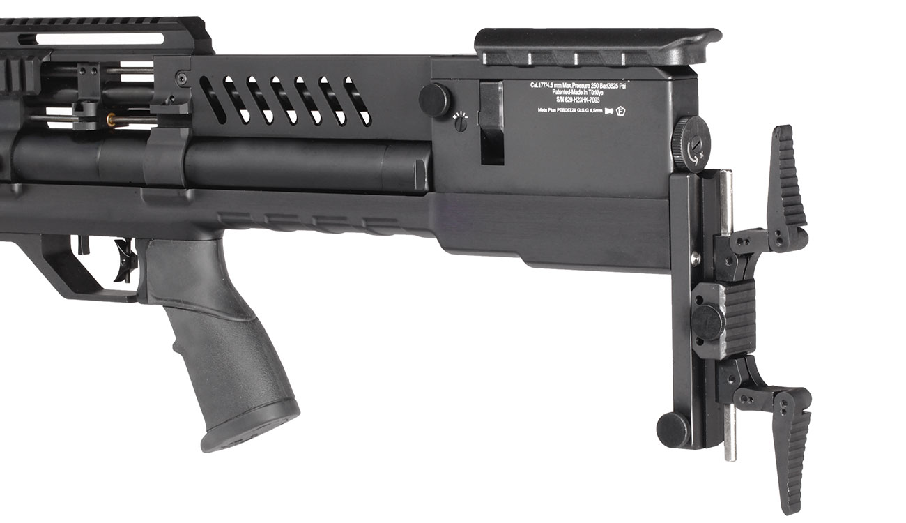 Reximex Meta Plus Pressluftgewehr 4,5mm Diabolo schwarz inkl. 2 x 14-Schuss Magazin, One-Shot-Tray und Waffenkoffer Bild 7