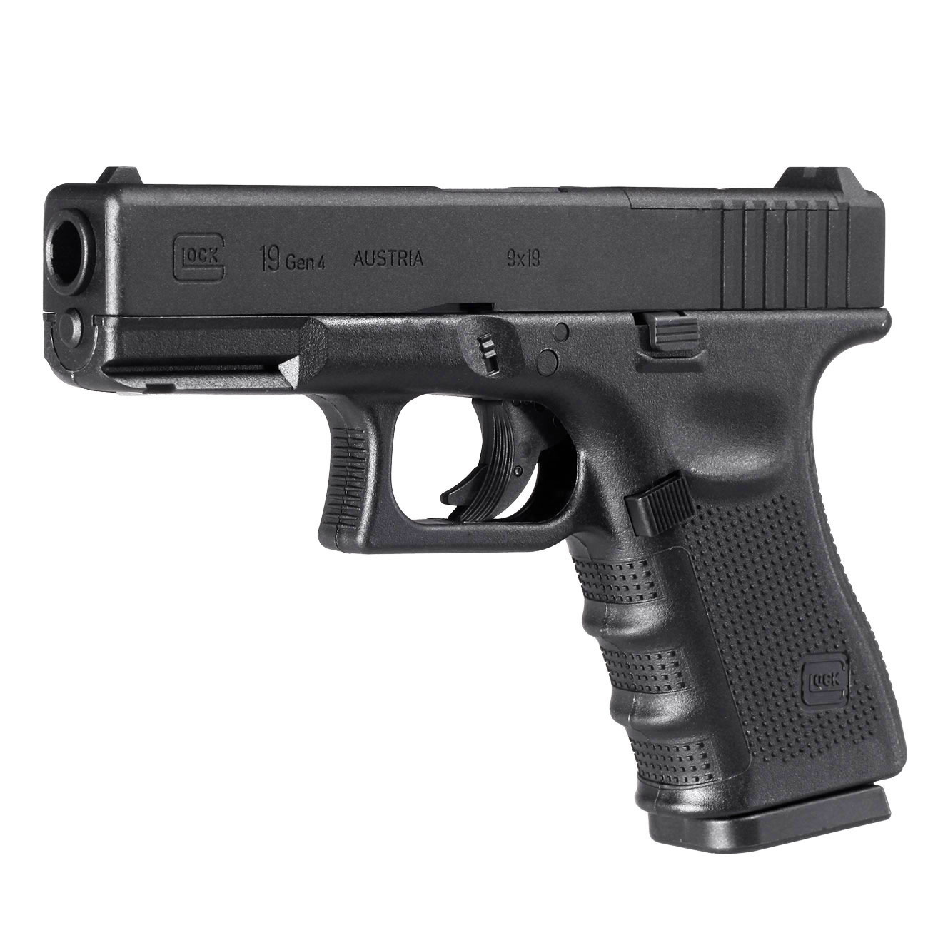 Glock 19 Gen4 MOS CO2-Luftpistole Kal. 4,5mm Stahl-BB Metallschlitten schwarz Bild 1