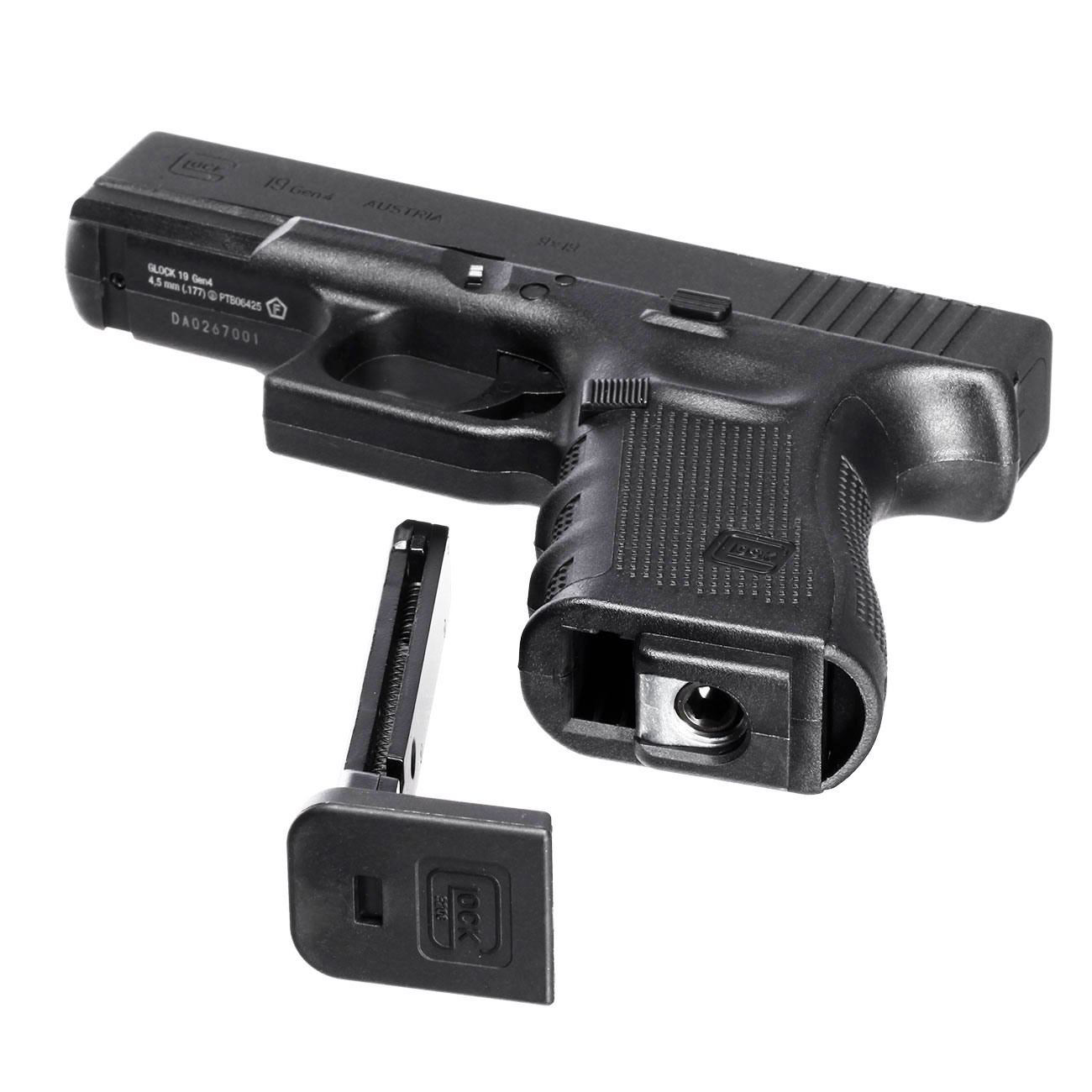 Glock 19 Gen4 MOS CO2-Luftpistole Kal. 4,5mm Stahl-BB Metallschlitten schwarz Bild 5