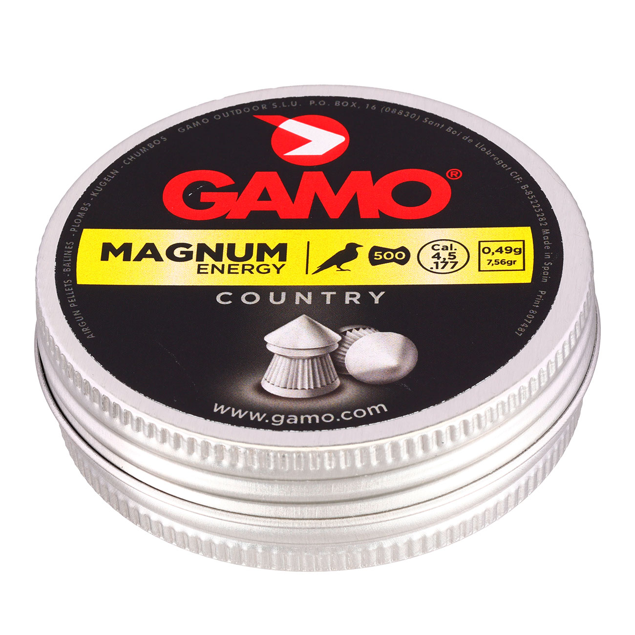 Gamo Magnum Energy Spitzkopf Diabolos geriffelt Kal. 4,5mm 0,49 Gramm 500er Dose Bild 1