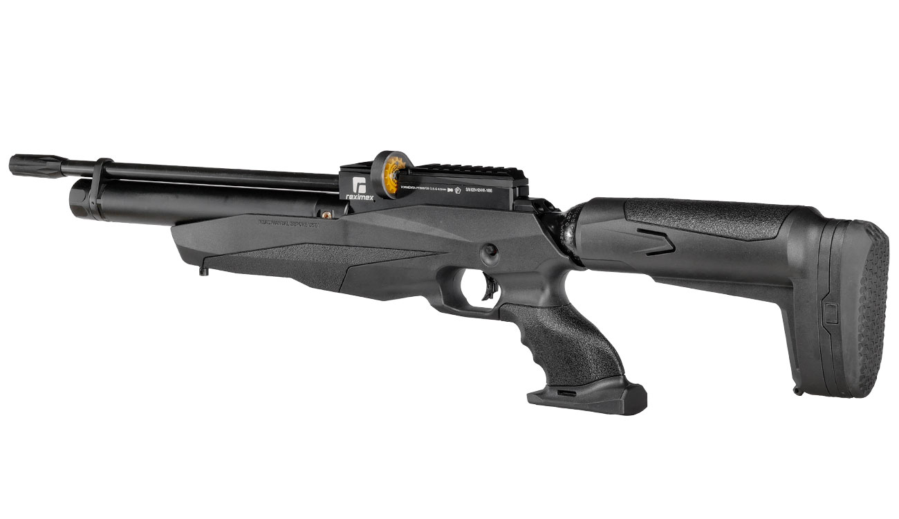 Reximex Tormenta Pressluftgewehr PCP Kal. 4,5mm Diabolo schwarz inkl. 2 x 14-Schuss Magazin und Einzelschussadapter Bild 2