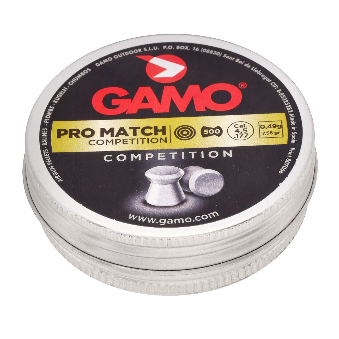 Gamo Flachkopf Diabolos Pro Match Competition Kal. 4,5mm 0,49g 500er Dose Bild 1