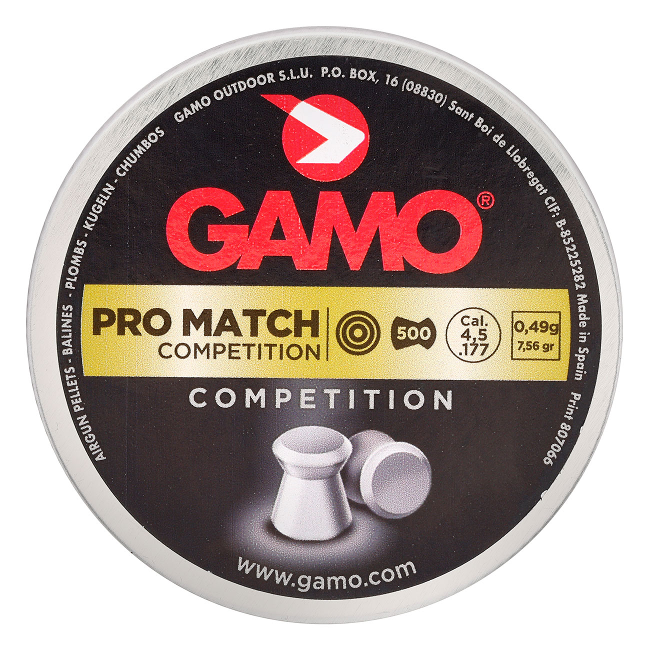 Gamo Flachkopf Diabolos Pro Match Competition Kal. 4,5mm 0,49g 500er Dose Bild 3