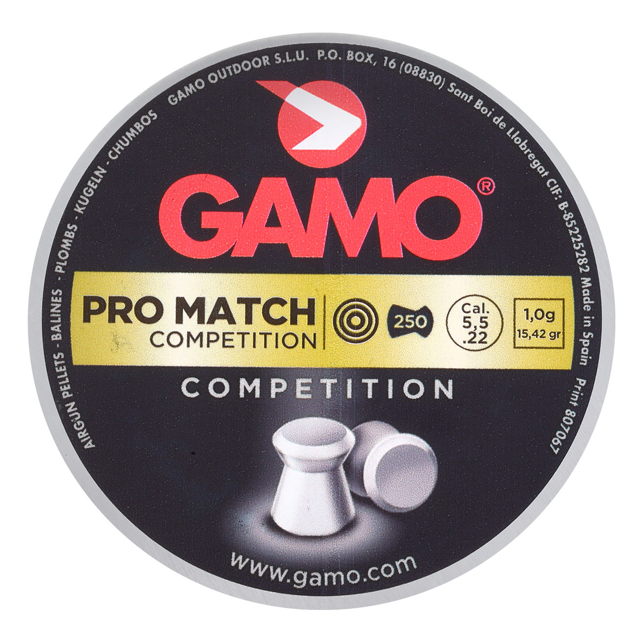 Gamo Flachkopf Diabolos Pro Match Competition Kal. 5,5mm 1,0g 250er Dose Bild 3