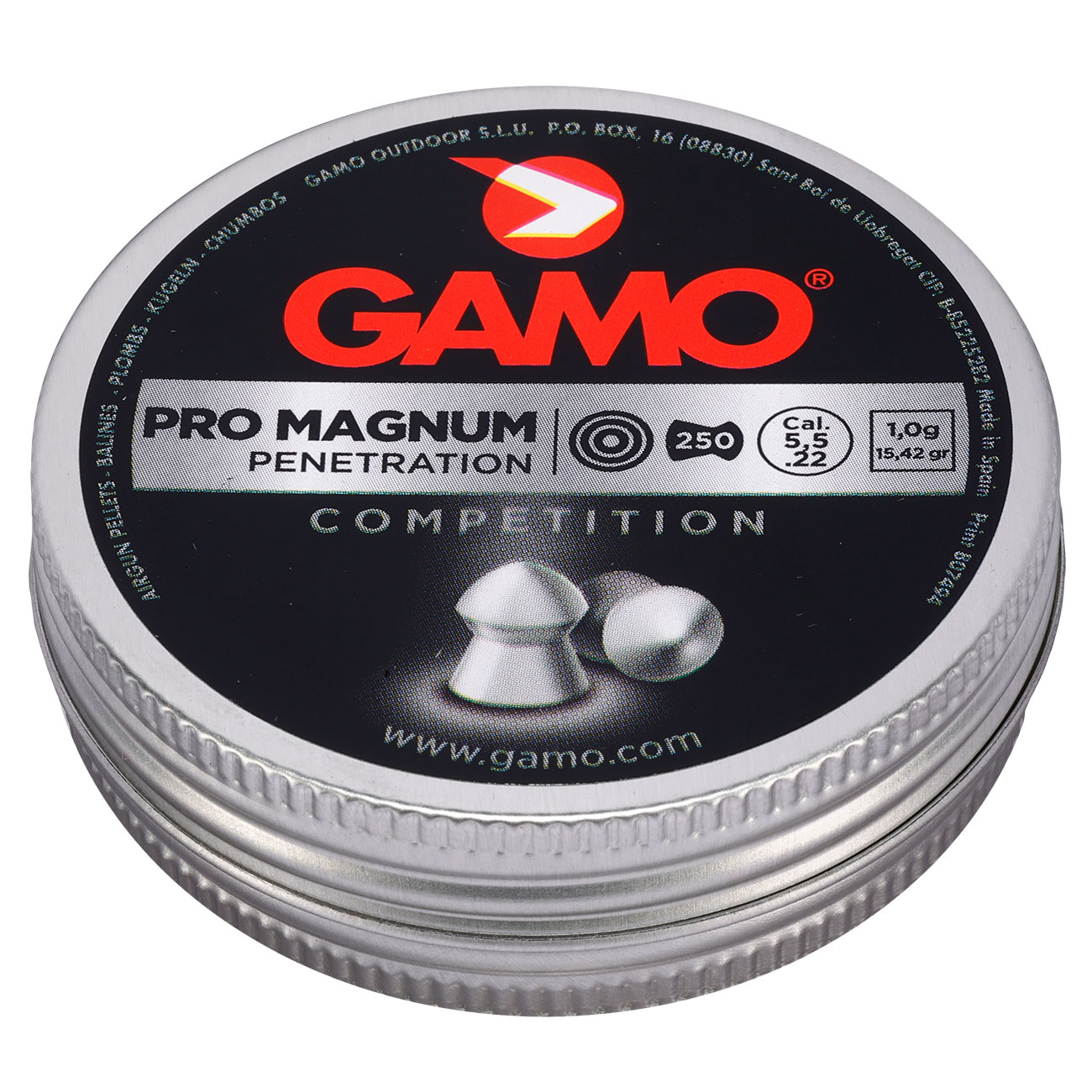 Gamo Pro Magnum Competion Rundkopf Diabolos Kal. 5,5mm 1,0g 250er Dose Bild 1