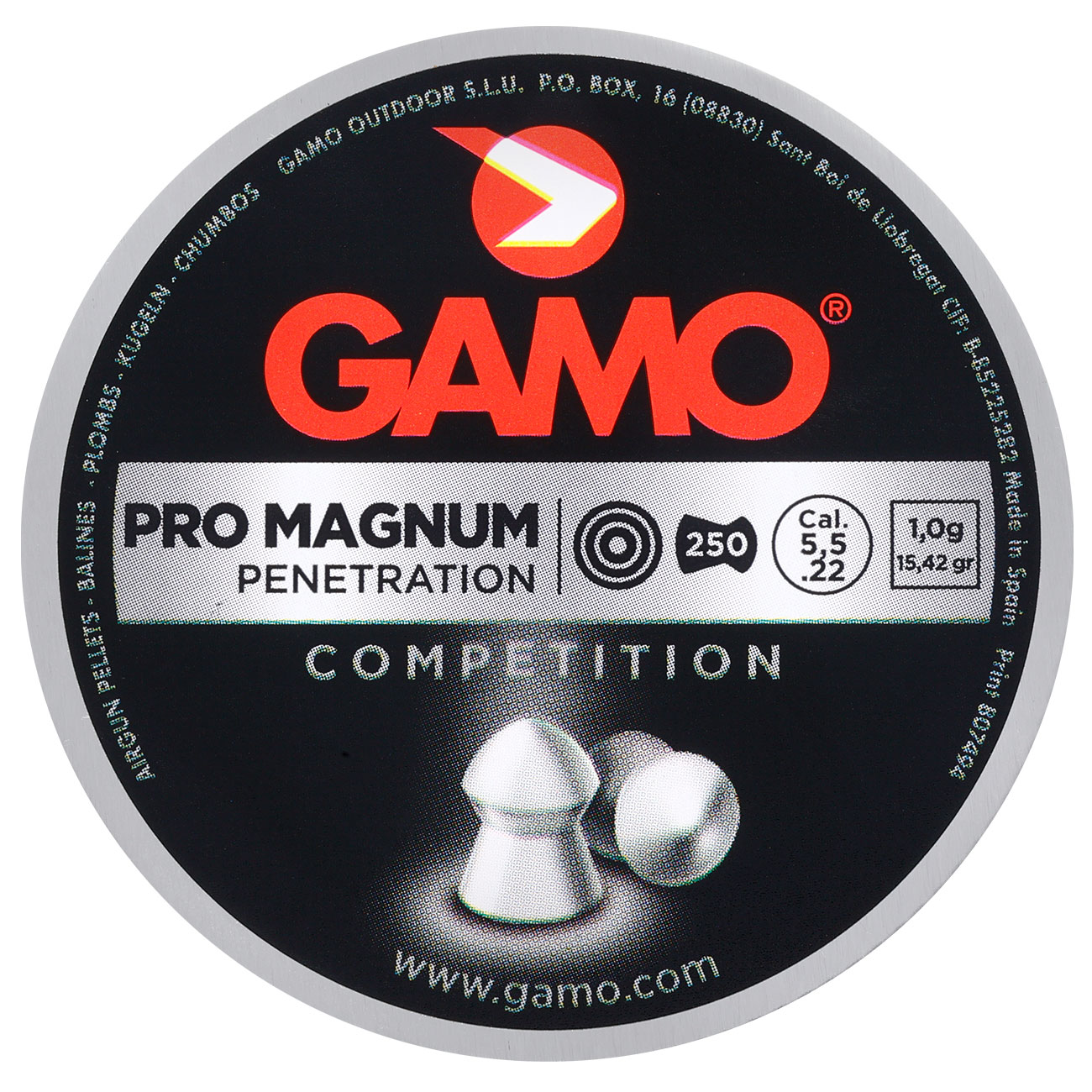Gamo Pro Magnum Competion Rundkopf Diabolos Kal. 5,5mm 1,0g 250er Dose Bild 3