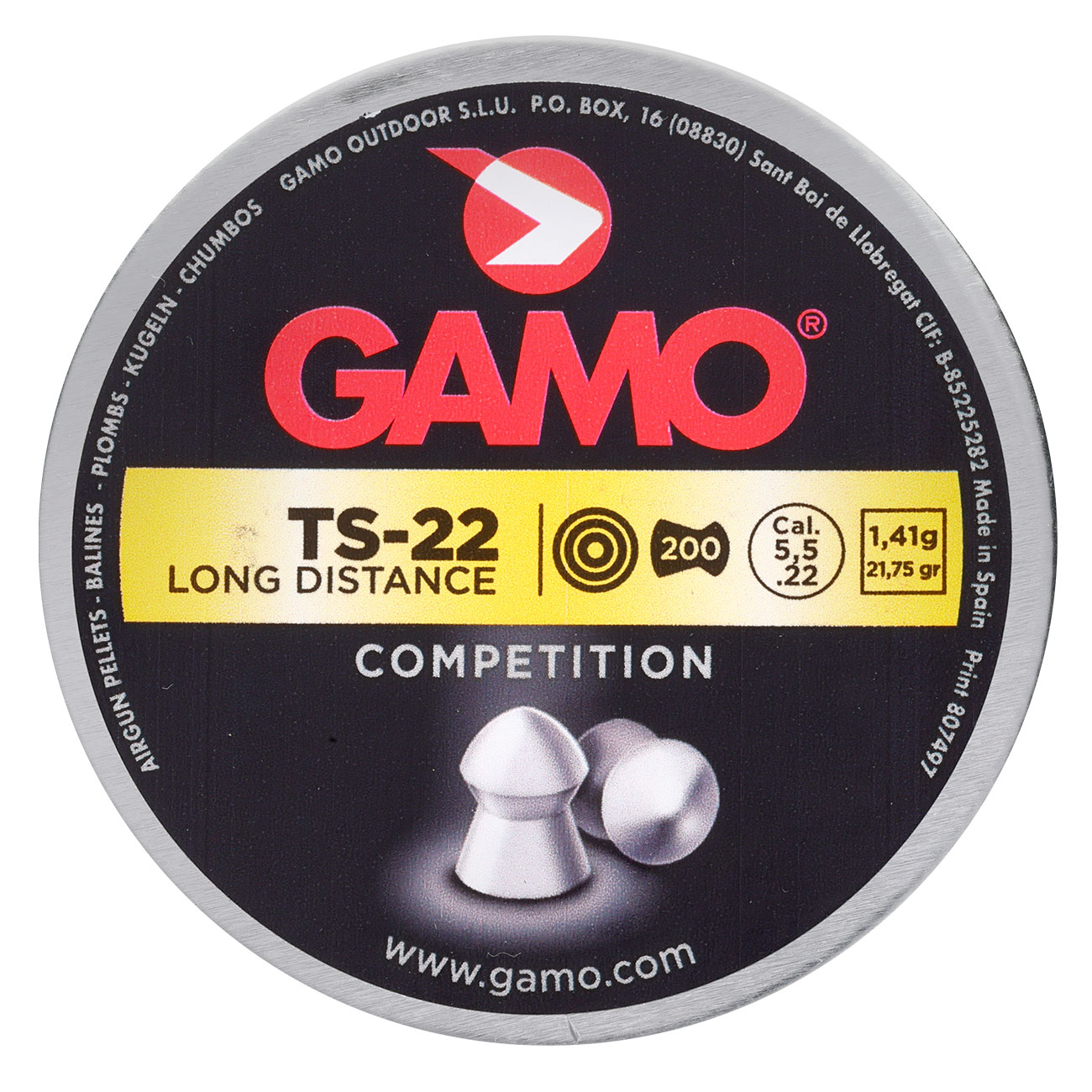 Gamo Rundkopf Diabolos TS-22 Long Distance Kal. 5,5mm 1,41g 200er Dose Bild 3