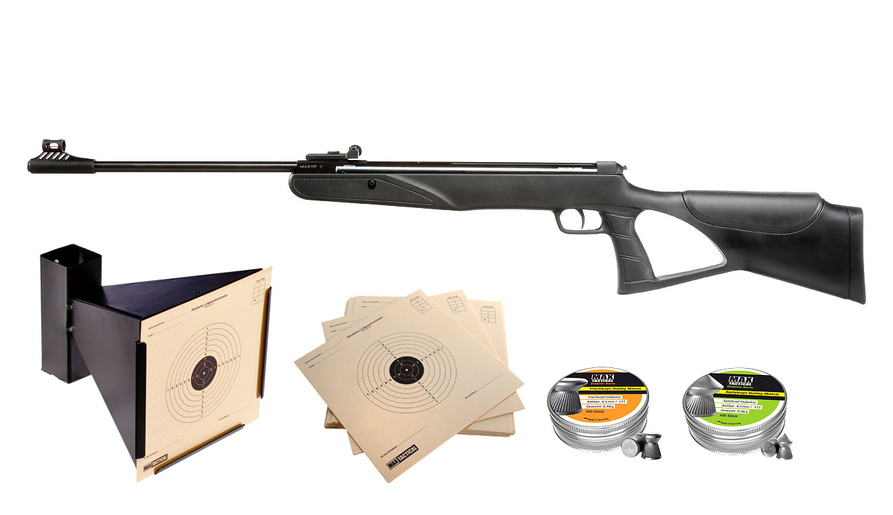 Diana two-sixty Knicklauf Luftgewehr Kal. 4,5mm Diabolo + Max Tactical Diabolos + Kugelfang 14x14 cm + Zielscheiben